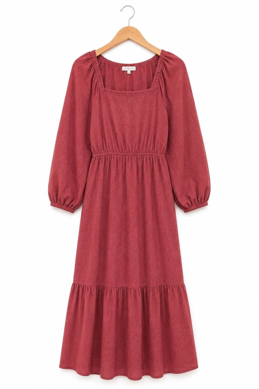 Lush Textured Berry Midi Dress | Women’s Medium | New With Tags